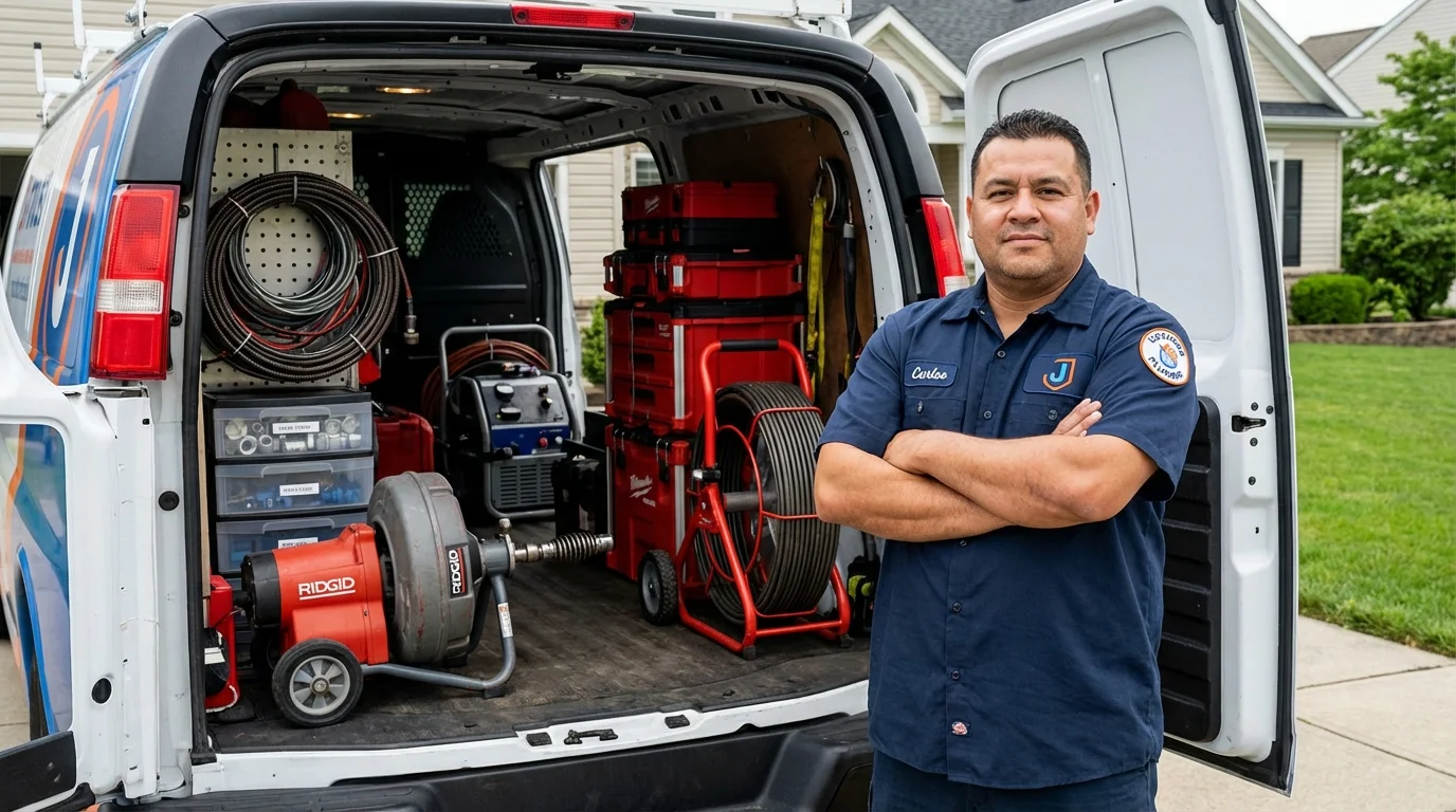 Professional drain cleaning equipment and Johns Plumbing LLC plumber in Senoia