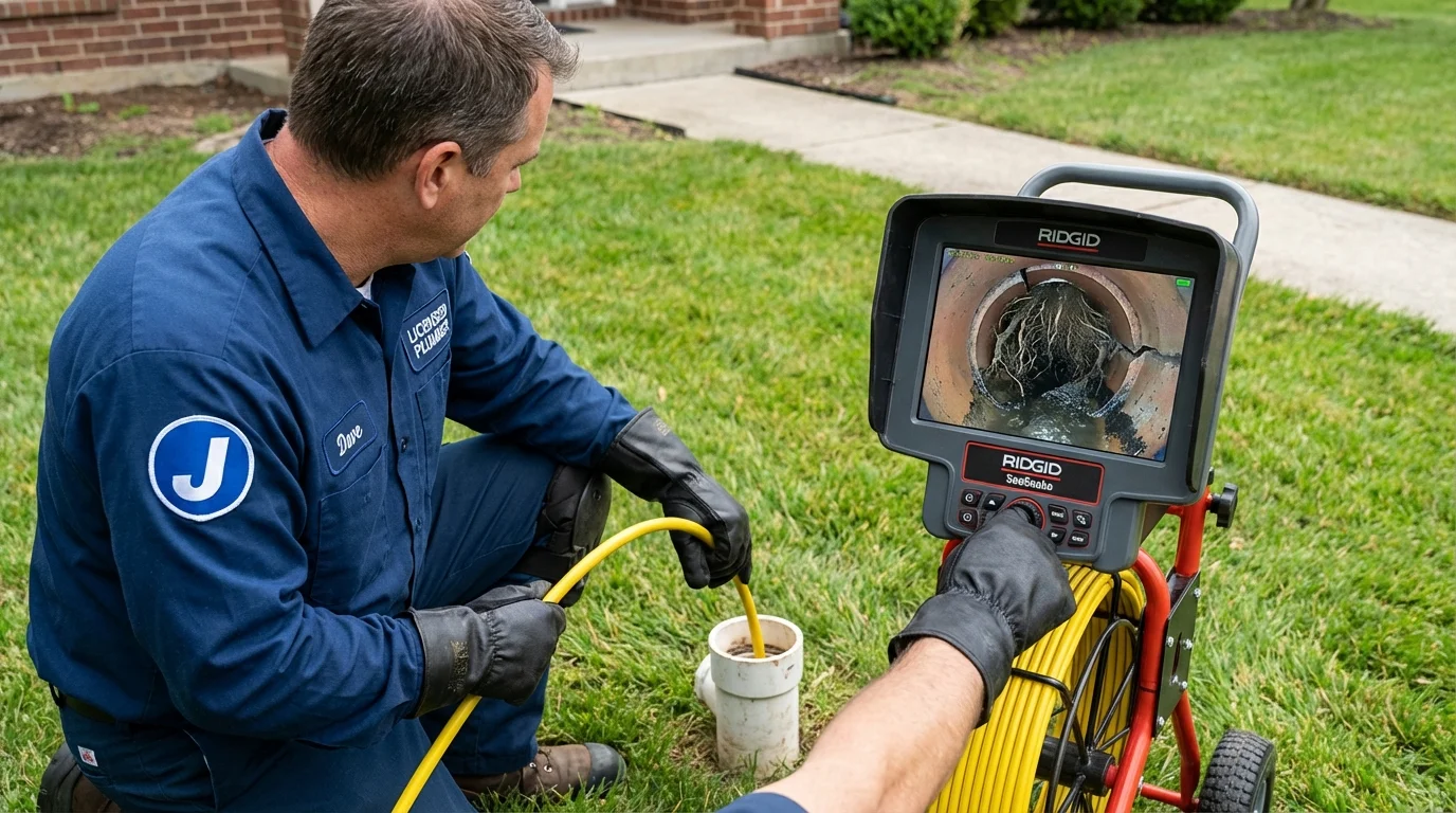 Sewer camera inspection being performed by Johns Plumbing LLC in Senoia